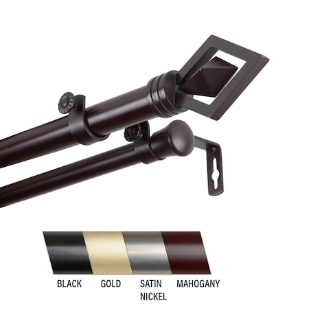 Central Design Lance 1 in. Double Curtain Rod; 48-84 in. - Mahogany 100-69-486-D